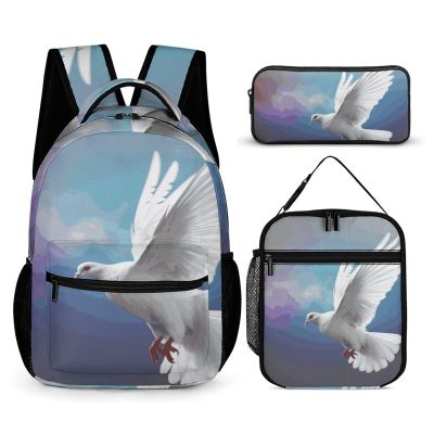 KLWQR Peace Dove Backpack for Women Men Lightweight Waterproof Backpack Set With Lunch Box Pencil Case Travel Laptop Backpack Casual Daypacks