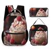 KLWQR Cupcake Dessert Backpack for Women Men Lightweight Waterproof Backpack Set With Lunch Box Pencil Case Travel Laptop Backpack Casual Daypacks view 1