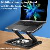 Multifunction Laptop Stand with Cooling Fan + 4Pcs USB Port, Height Adjustable Tablets Holder view 2