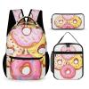 KLWQR Cute Donuts Backpack for Women Men Lightweight Waterproof Backpack Set With Lunch Box Pencil Case Travel Laptop Backpack Casual Daypacks view 1