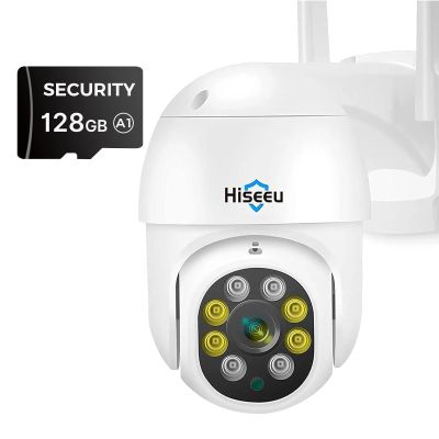 Hiseeu 5MP 360 Pan Tilt Camera WiFi Security Camera Outdoor Motion Tracking Floodlights Light Alarm,Color Night Vision,PC&Mobile Remote View with 128GB