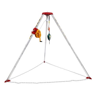 Cbhfmljd Confined Space Tripod Kit, 1200lbs Winch Rescue Tripod with Fall Arrester Confined Space Rescue Tripod Height Adjustable 65.62ft Wire for Down Wells, Road Construction, Fire Rescue