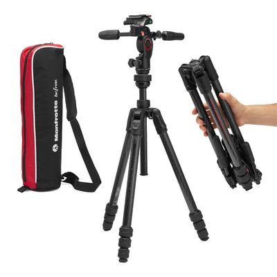 Manfrotto Befree GT PRO 3-Way, Professional Travel Tripod Kit, 3-Way Fluid Head, Levelling Column, Photo/Camera and Video Kit, Carbon Fibre, Arca-Type, Twist Lock, DSLR, Mirrorless,Camera Accessories