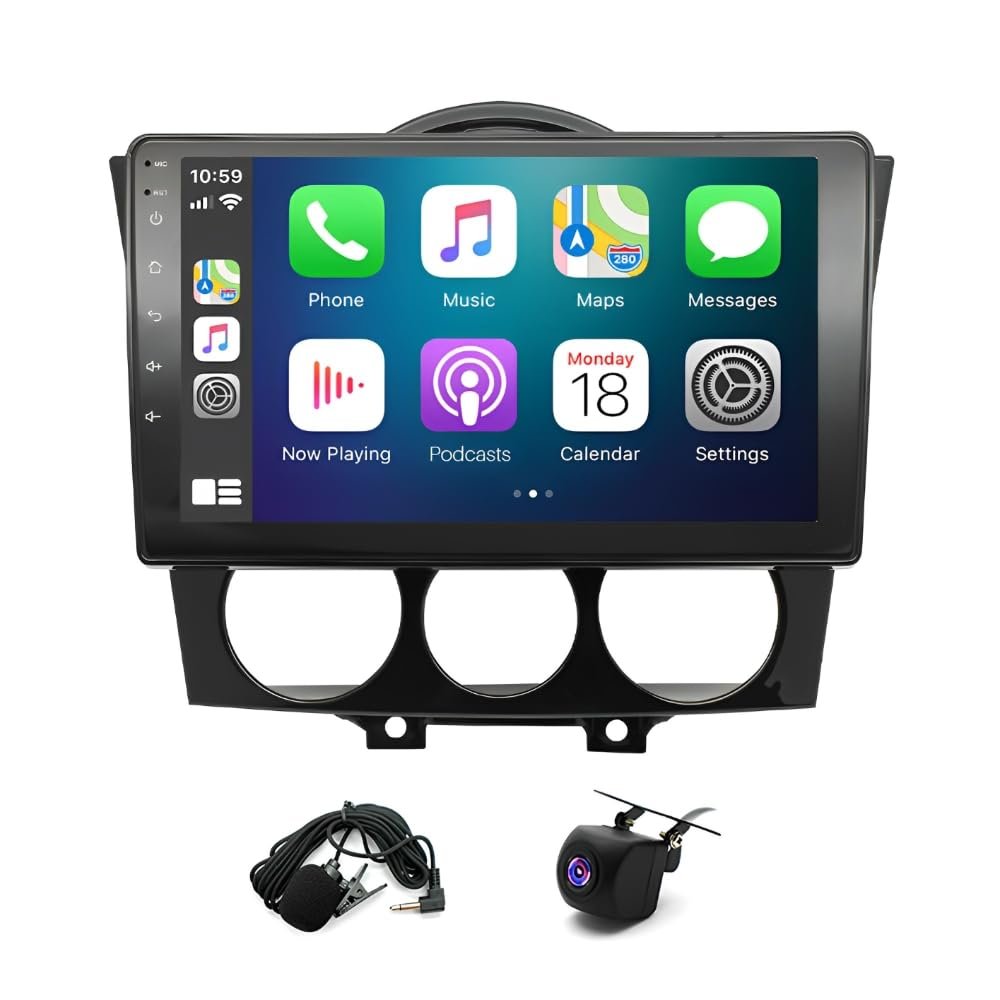 9 Inch Android 13 Car Stereo Radio for Maz-da RX-8 2003-2008, Car Audio Receivers with Carplay Touchscreen GPS Navigation Android Auto Support Mirror Link Bluetooth WiFi Backup Camera Mic 2G+32G