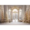 Elegant Christmas Backdrop 12x8ft Fabric Christmas Backdrops for Photography Winter Party Decoration Backdrop Winter Snowscape Window Photos Family Xmas Pictures White Xmas Background  view 1