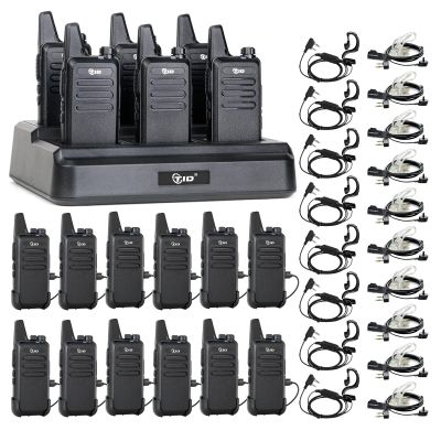 18 Pack TIDRADIO TD-M8s Walkie Talkies for Adults with Earpiece (8 Pack) Long Range Two Way Radio with 6 Way Multi Gang Charger and USB Charger for Warehouse Business Church and Retail