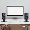 Universal Floor Speaker Stands 28'' Bookshelf Speaker Stands Pair Heavy Duty Surround Sound Speaker with Sand Filling Tuning Function Studio Monitor Stands for Home Theater (Yellow Sandalwood, 6'') view 3