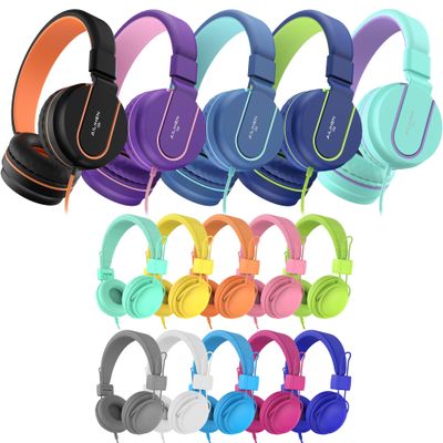 AILIHEN Kids Headphones Bulk 15-Pack for School Classroom K-12, On-Ear Wired Headsets with Microphone & Volume Limited, 3.5mm Jack for Chromebook, Computer, Laptop