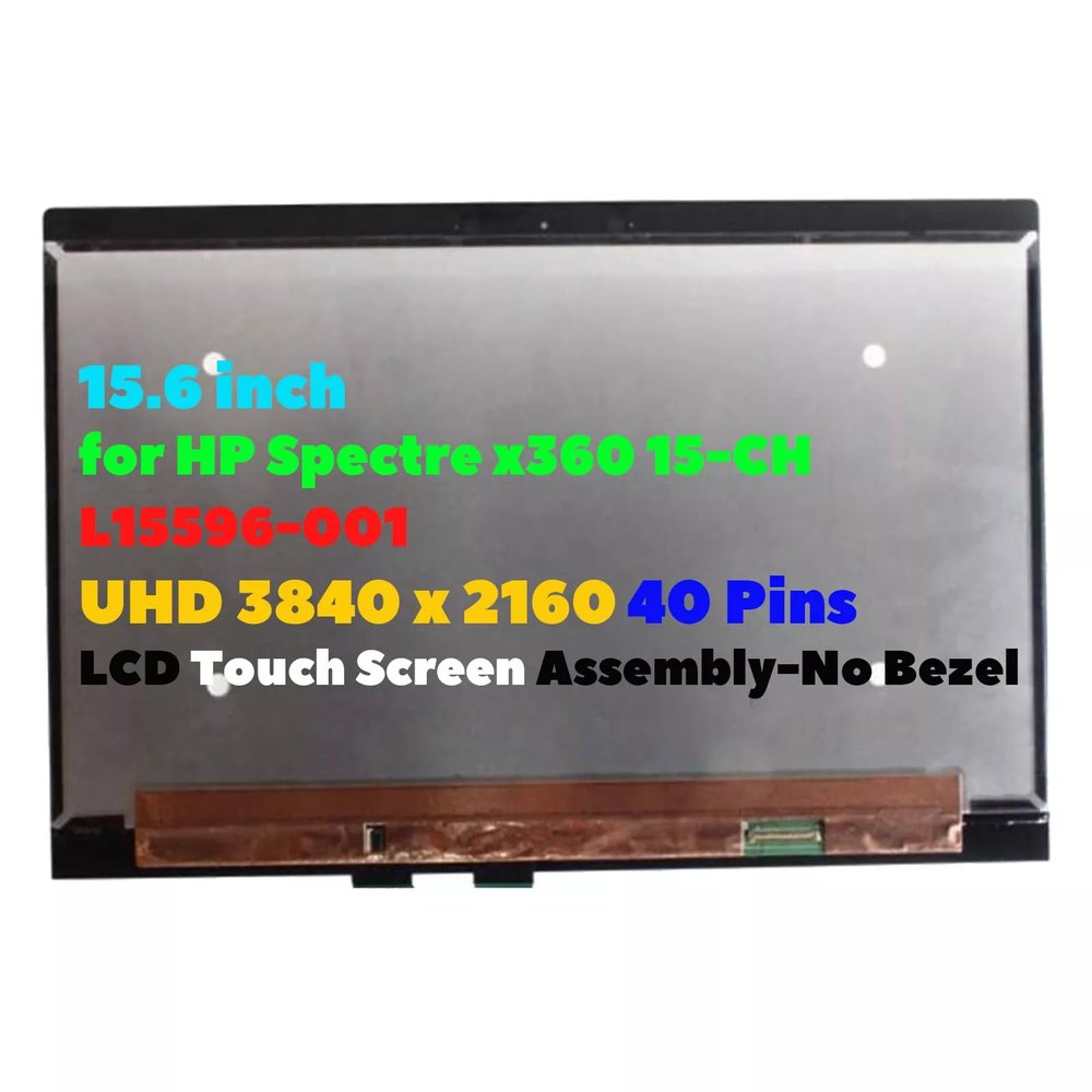 POBRIDA 15.6" LCD Touch Screen Replacement Digitizer Assembly +Bezel for HP Spectre 15-CH 15T-CH000 15-CH008CA 15-CH011DX 4K 3840x2160 40 Pins