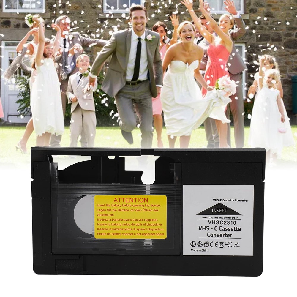VHS C Cassette Adapter Compatible With SVHS Camcorders, Motorized Converter With Playback and Recording Function (Not Compatible With 8mm / MiniDV / Hi8)