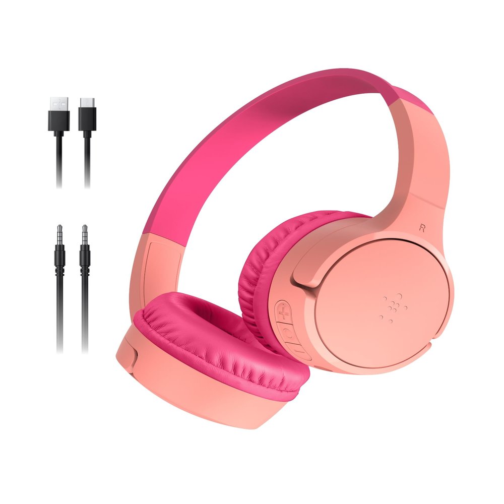 Belkin SoundForm Mini - Wireless Bluetooth Kids Headphones with 30H Battery Life, 85dB Safe Volume Limit, Built-in Microphone - Kids On-Ear Earphones for iPhone, iPad, Fire Tablet & More - Pink