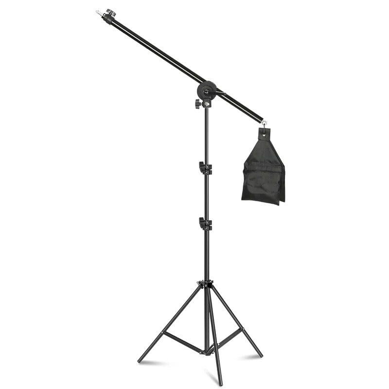 DirectNine Basics Professional Telescopic Boom Arm Light Stand with Sandbag for Studio Lighting Boom Arm with Stand, Black