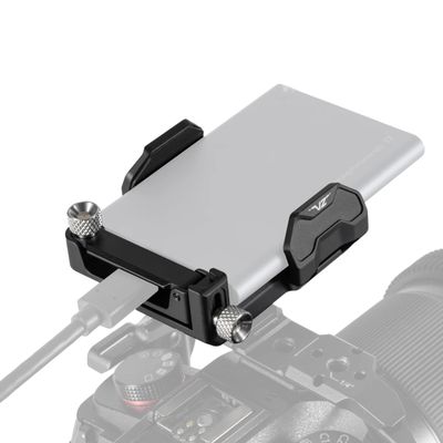 Tilta Universal SSD Drive Holder V2 - Black | Compatible with Most Camera Cages via 1/4"-20 Threads | Extendable Cable Clamp | Rubber Protection | Lightweight, Durable, & Portable