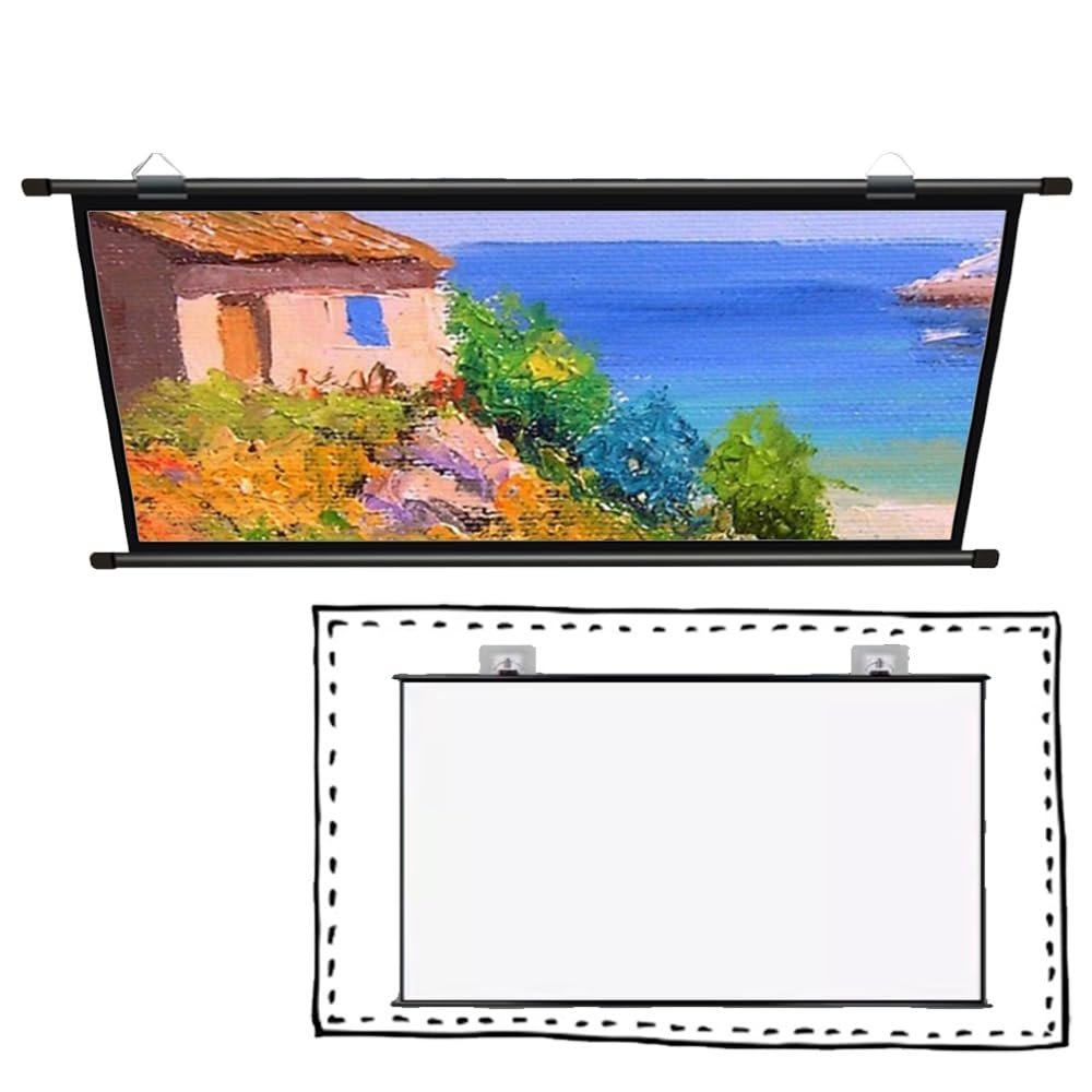 OUKEJNM Outdoor Projector Screen Manual Pull Down 40" 50" 60" 72" 4:3 16:9 Projection Screen, Wall Mount 4K 3D HD Portable Indoor Home Theater Movie Screen (Black,4:3-50inch)