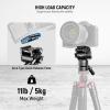 NEEWER Tripod Fluid Head with +/-7 Leveling Base (48mm), Metal Mini Pan Tilt Video Head Mount with Arca Type QR Plate, Telescopic Handle for Compact Video Camera DSLR Camera, Max Load 11lb/5kg, GM35 view 3