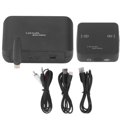 Enlybee 2.4G Cordless Audio Transmitter & Receiver, 50m Range, 20ms LowLatency, 5-6h Battery, 24-bit/48kHz Stereo Link, PlugandPlay for Home Gaming, Includes Receiver & USBC Charge