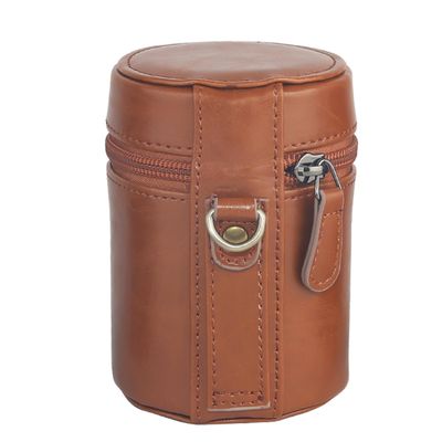 INKPO Personalized PU Leather Camera Lens Pouch, Thicken Lens Case for Photographer, Lens Protector fit for Micro-single Camera Lens, SLR Camera, Tele Lens (Brown, length  110mm, diameter 75mm)