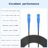 Buacoz SC to SC Armored Fiber Patch Cable (984ft/300Meters) Single Mode Simplex - 9/125um Outdoor Fiber Optic Jumper Optical Patch Cord,SC/UPC-SC/UPC Industrial Fiber Optic Internet Cables TPU Black view 2