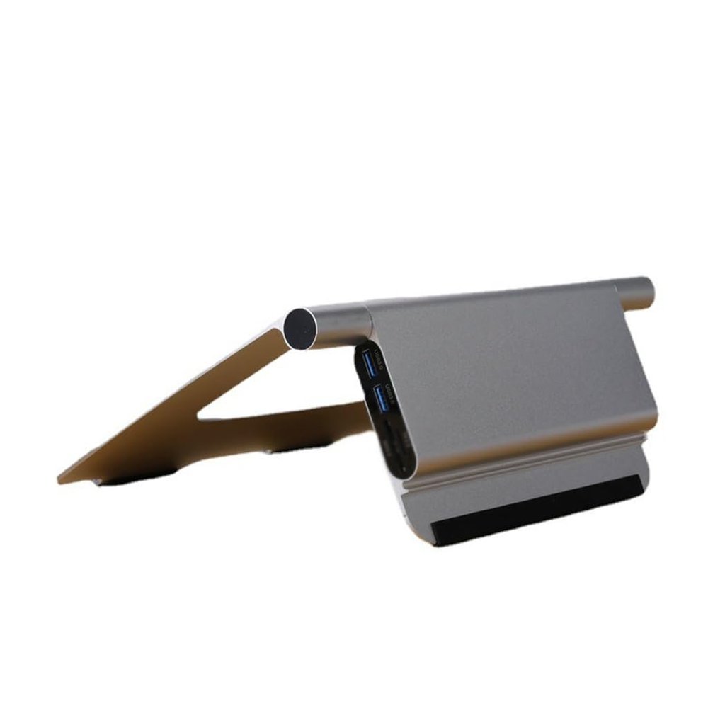 Portable Laptop Docking Station Computer Stand Aluminum Desktop Foldable Lift Cooling Bracket (Gray As Show)