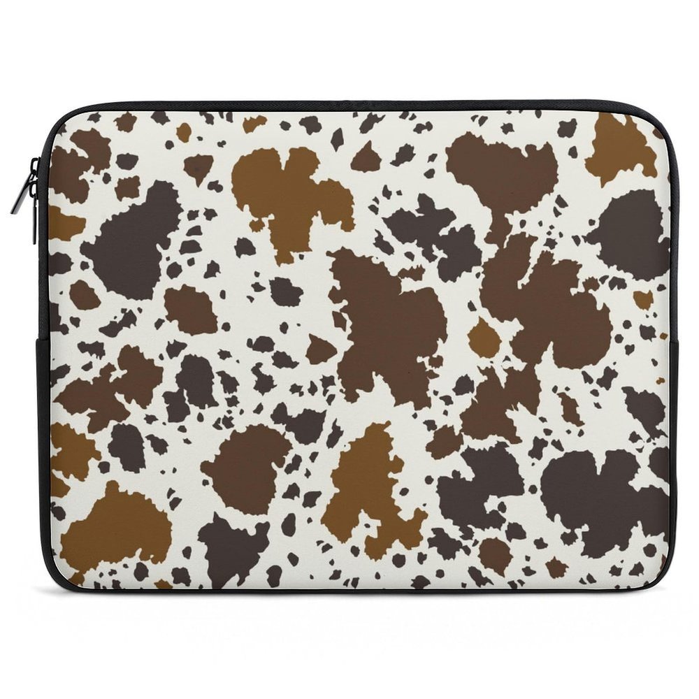 15 Inch Laptop Sleeves Brown Skin Milk Cow Print, Travel Carrying Laptop Case, Durable Briefcase, Resistant Neoprene Laptop Sleeve Bag for Women Men