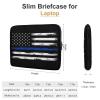 17 Inch Slim Laptop Sleeves for Women Men, Durable Tablet Briefcase Carrying Bag, Resistant Neoprene Notebook Computer Case, Thin Blue Line Retro Vintage American Flag Police Pattern Black view 2