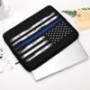 13 Inch Slim Laptop Sleeves Thin Blue Line Retro Vintage American Flag Police Pattern Black for Women Men, Resistant Neoprene Travel Carrying Laptop Case Sleeve, Durable Tablet Briefcase Carrying Bag view 4