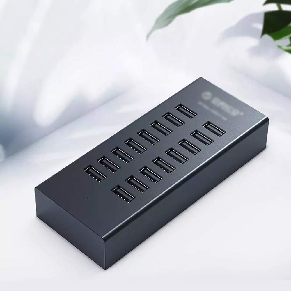 16 Port USB2.0 Hub with 12V2A Power Adapter 3.3Ft / 1M Data Cable for Air Laptop PC Tablet