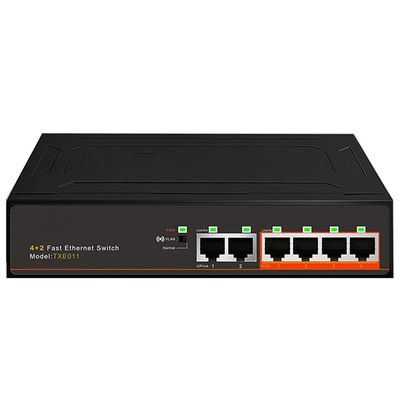 4-Port +2 UP- 100Mbps Poe Switch Fast Ethernet Network 250M Transmission 52V 1.25A VLAN Power Connect (Color : As Shown, Size : One Size) (As Shown One Size)