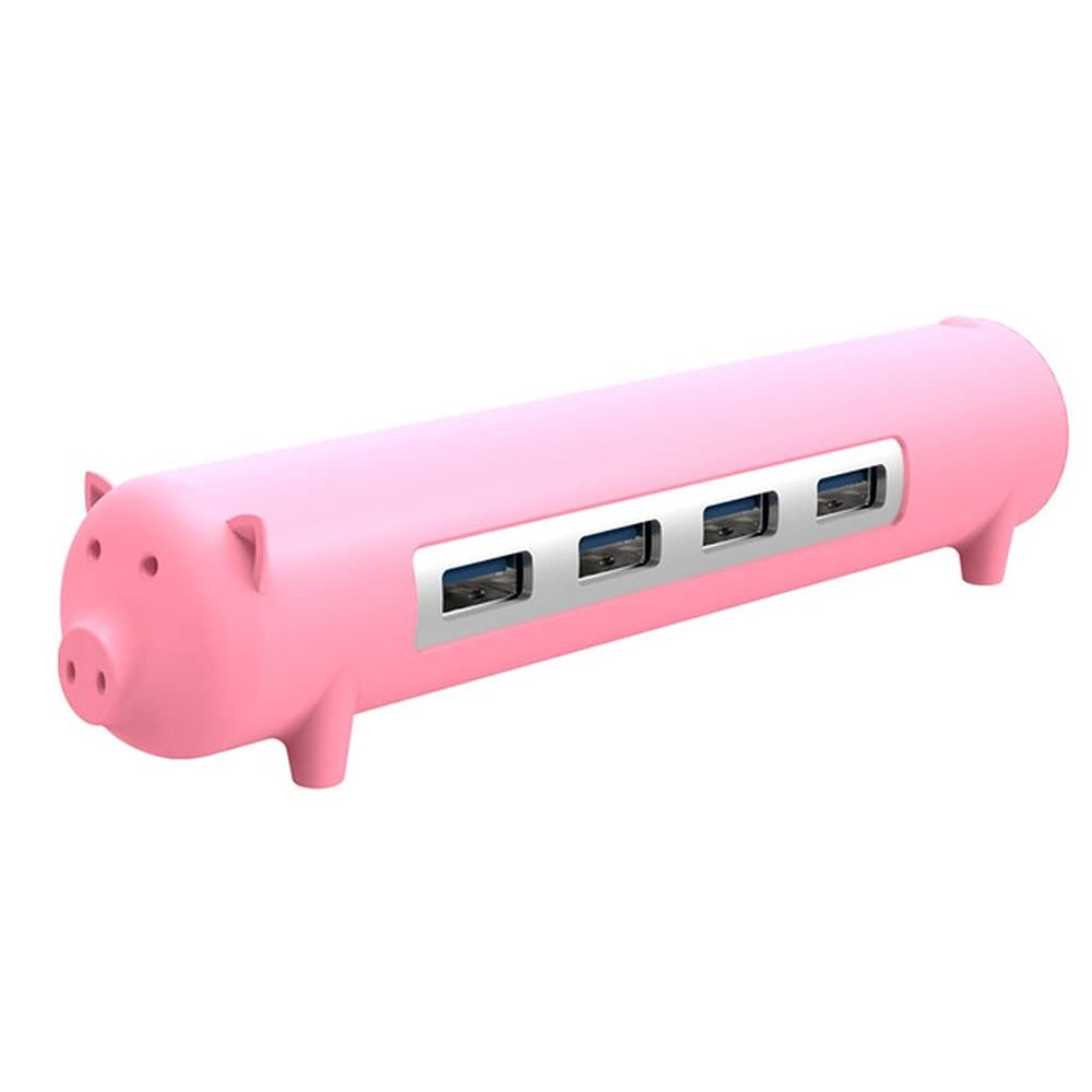 USB Hub 4 in 1 Cute Pet-Shape HUB for MAC Notebook Aluminum Alloy Silicone 100cm Detached Data Cable (Color : Blue) (Pink)