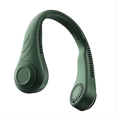 VSULZVNU Portable Leafless Hanging Neck Fan,360 Degree Lazy Neckband Fan 78 Surround Air Outlets USB 4000Mah Rechargeable Neck Fan (Color : White) (Green) (Green)