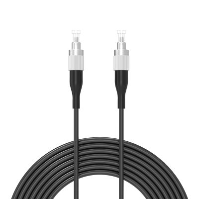 Buacoz FC to FC Outdoor Armored Fiber Patch Cable (295ft/90Meters) FC/UPC Single Mode Simplex Fiber Optic Jumper Optical Patch Cord 9/125um Fiber Optic Internet Cable TPU Black