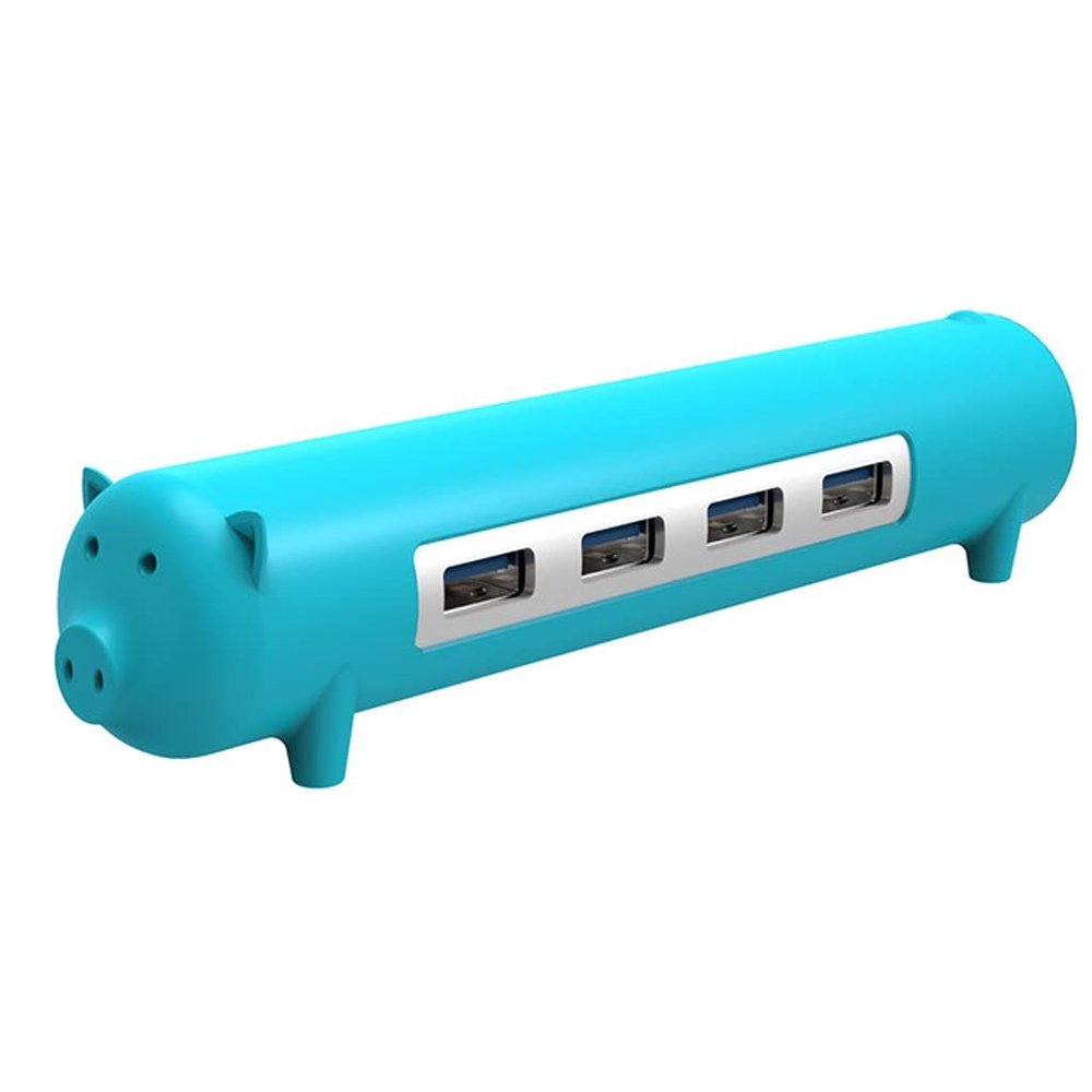 USB Hub 4 in 1 Cute Pet-Shape HUB for MAC Notebook Aluminum Alloy Silicone 100cm Detached Data Cable (Color : Blue) (Blue)