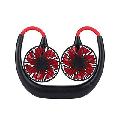 VSULZVNU Lazy Hanging Neck Fan, Mini USB Small Fan, Portable Sports Neck Fan, Silent Cooling Neck Ring Fan (Color : Red) (Red)