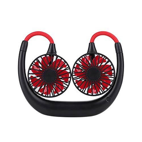 VSULZVNU Lazy Hanging Neck Fan, Mini USB Small Fan, Portable Sports Neck Fan, Silent Cooling Neck Ring Fan (Color : Red) (Red)