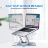 Adjustable Computer Stand with 360 Rotating Base, Ergonimic Foldable Laptop Riser for Desk Compatible with MacBook Pro/Air Notebook up to 16 Inches, Silver (Silver) view 2