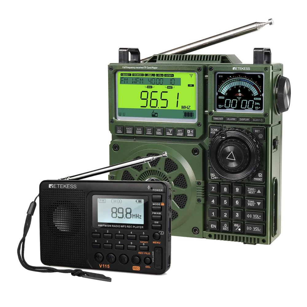 Retekess TR113 Full Band Radio, FM MW SW LW WB AIR CB SSB with APP Control, Digital Tuner and Presets, Support Micro SD and AUX Record