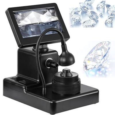 4.3Inch LCD Digital Microscope, Electron Diamond Girdle Viewer, 50-1000X Magnification, with LED Fill Light, Accurate Identification, Biological Microscope Kit, for Diamond Inscription Viewer