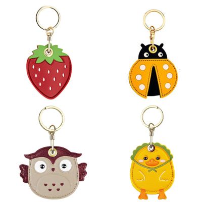 VBANU 4 Pack, Cute Leather Keychain Case for Apple AirTag, Tile Mate, Galaxy SmartTag, eufy SmartTrack Link and Key Fob, Anti-Scratch