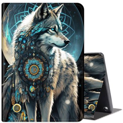 for Amazon Kindle Fire Max 11 Case (13th Generation, 2023 Release) 11 inches,with Auto Wake/Sleep PU Leather Multi-Angle Stand Smart Cover Cases for Fire 11 Max Tablet,Dream Catcher Wolf