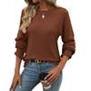 FMCHICO Sweater Dresses For Women 2024 Women's Ribbed Crew Neck Sweatshirt Casual Long Sleeve Pullover Tops Loose Solid Tshirts 2024 Fall Outfits Coffee view 1