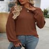 FMCHICO Sweater Dresses For Women 2024 Women's Ribbed Crew Neck Sweatshirt Casual Long Sleeve Pullover Tops Loose Solid Tshirts 2024 Fall Outfits Coffee view 2