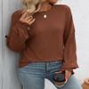 FMCHICO Sweater Dresses For Women 2024 Women's Ribbed Crew Neck Sweatshirt Casual Long Sleeve Pullover Tops Loose Solid Tshirts 2024 Fall Outfits Coffee view 3