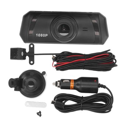 1080P HD Car Recorder, Wide Angle Night Dash Cam Front and Rear, Screen, Loop Recording, 30S Parking Mode, Dual Lens, 32GB Card, for All Vehicles