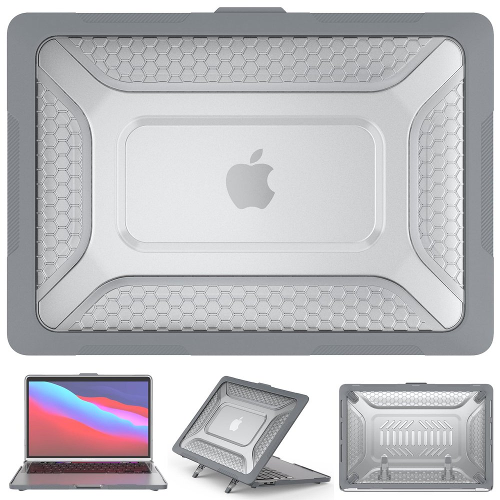 nincyee Hybird Case Compatible for MacBook Pro 13" 2022/2020/2018,Classic Business Honeycomb PC Hard Shell + TPU Cover with Foldable Kickstand