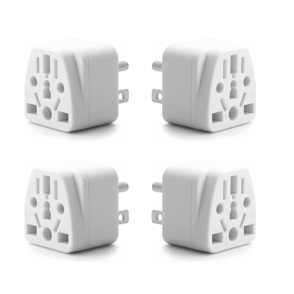 4 Pack US Travel Plug Adapter, EU,AU,UK,CN,to USA(Type B),Grounded 3 Prong for USA Wall Plug,Wall Outlet Power Charger Converter