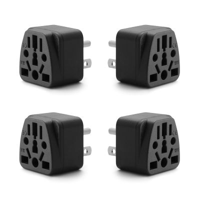 4 Pack US Travel Plug Adapter, EU,AU,UK,CN,to USA(Type B),Grounded 3 Prong for USA Wall Plug,Wall Outlet Power Charger Converter