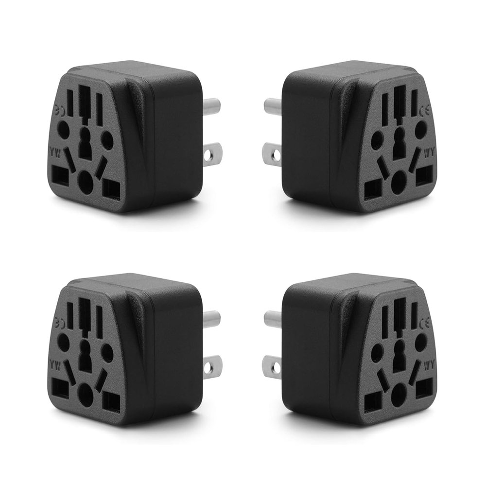 4 Pack US Travel Plug Adapter, EU,AU,UK,CN,to USA(Type B),Grounded 3 Prong for USA Wall Plug,Wall Outlet Power Charger Converter
