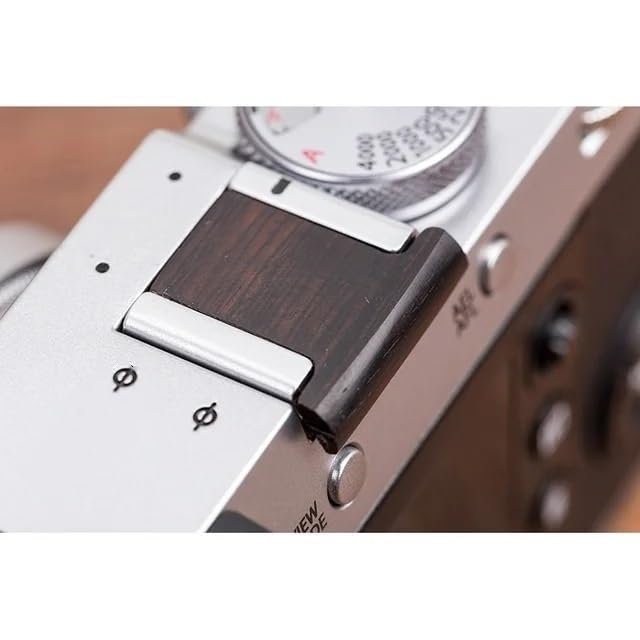 MINZIHAO Wooden Surface Camera Soft Shutter Release Button with hot Shoe Cover, Suitable for XT20 X100F X-T2 X100T X-PRO2 X-T10(Black Hot Shoe)