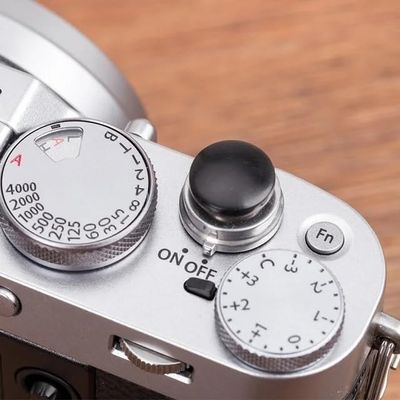 MINZIHAO Wooden Surface Camera Soft Shutter Release Button with hot Shoe Cover, Suitable for XT20 X100F X-T2 X100T X-PRO2 X-T10(Black Button)