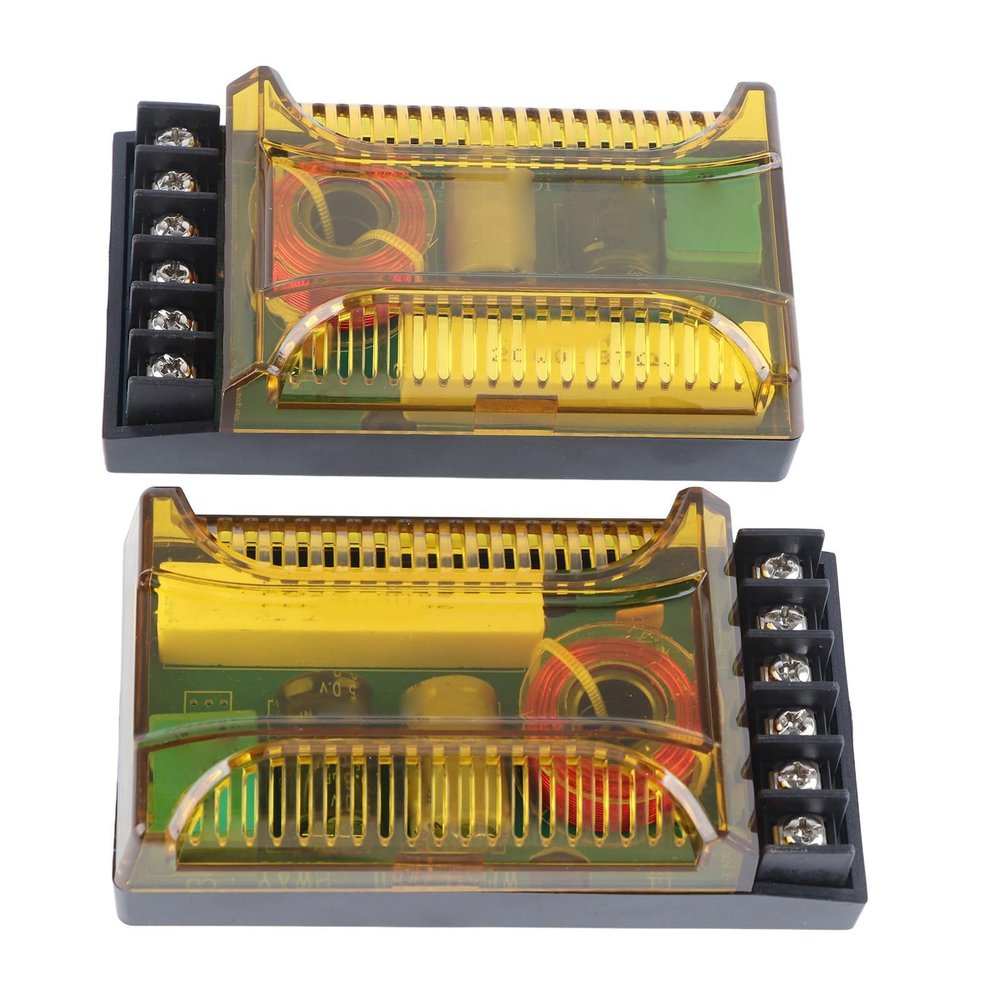 1 Pair 2 Way Car Audio Crossover, Car Electronic Audio Crossover Speaker Crossover Overcurrent Reasonable Line Universal for Vehicle
